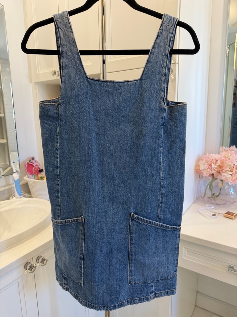 Topshop Blue Denim Pinafore Shift Dress